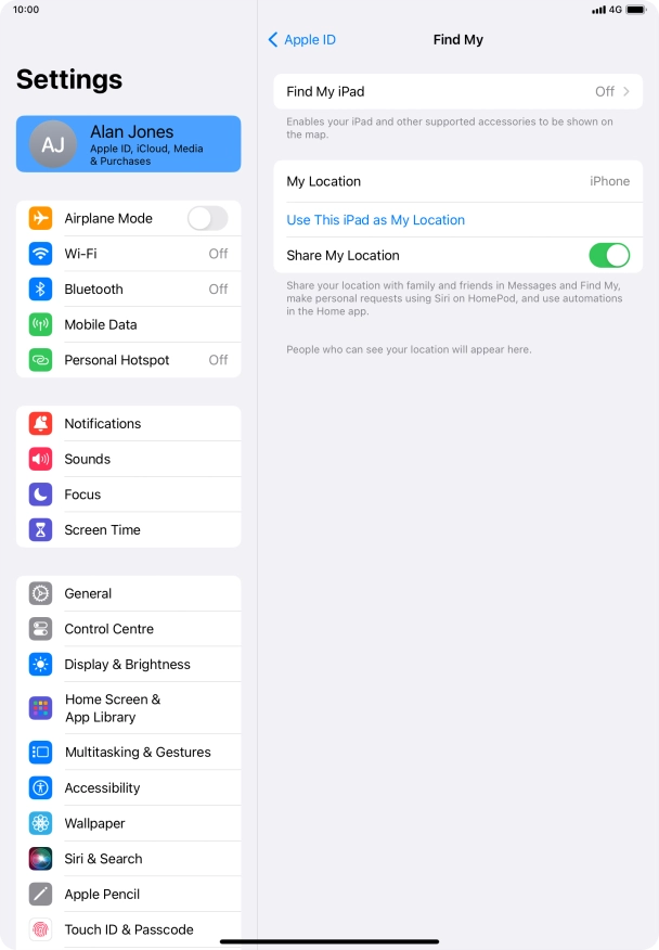 Press Find My iPad.