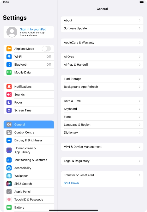 Press Sign in to your iPad. Press Sign in to your iPad.