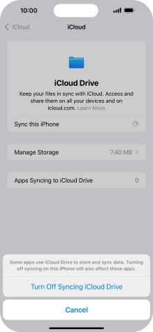 If you turn off the function, press Turn Off Syncing iCloud Drive.