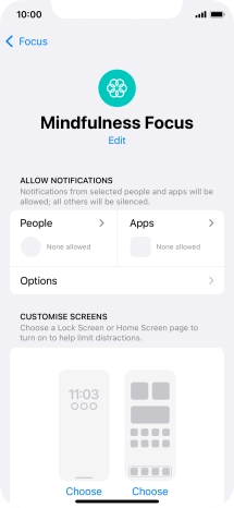 Press People and follow the instructions on the screen to select which contacts you would like to receive calls and notifications from when the selected focus mode is active. Press People and follow the instructions on the screen to select which contacts you would like to receive calls and notifications from when the selected focus mode is active.
