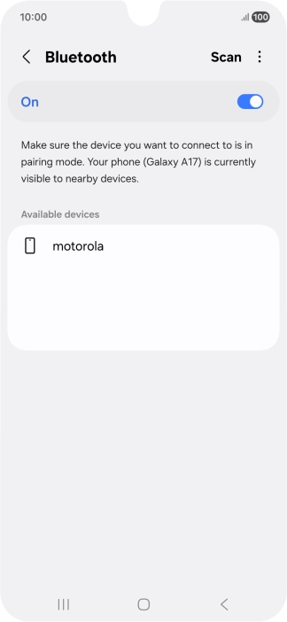 Press the required Bluetooth device and follow the instructions on the screen to pair the device with your phone.