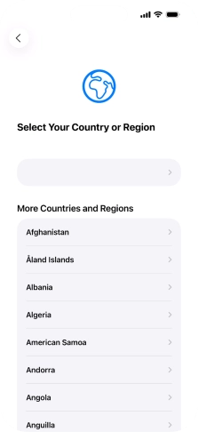 Press the required country or area.