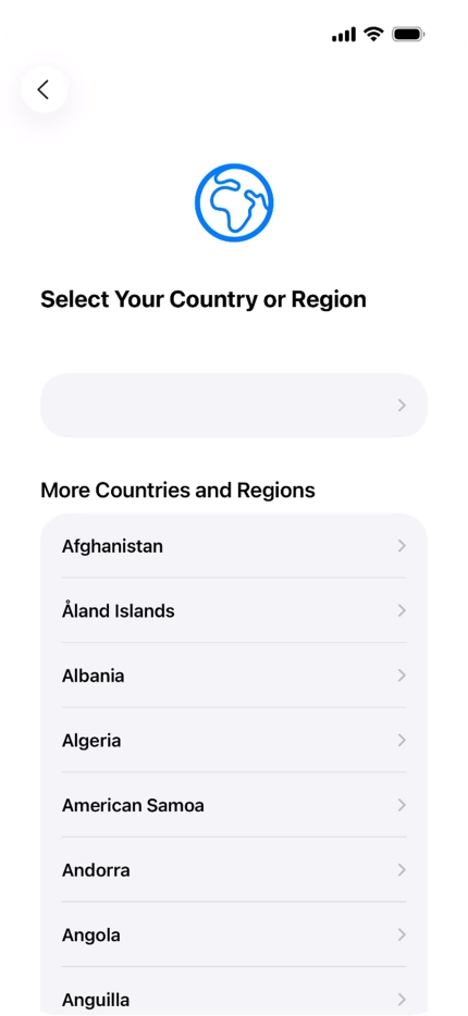 Press the required country or area.