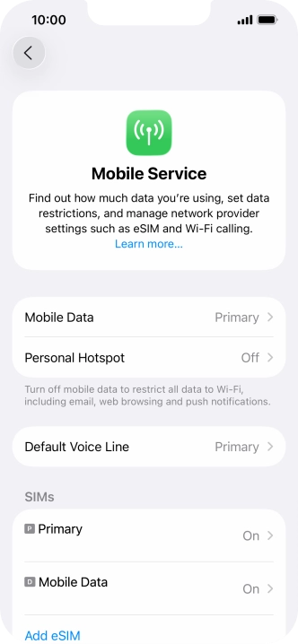 Press Mobile Data.