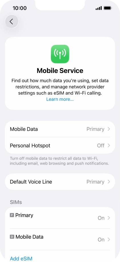 Press Mobile Data.