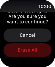 Press Erase All. Wait a moment while the factory default settings are restored. Follow the instructions on the screen to set up your Apple Watch and prepare it for use. Press Erase All. Wait a moment while the factory default settings are restored. Follow the instructions on the screen to set up your Apple Watch and prepare it for use.