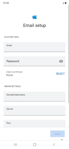 Press Password and key in the password for your email account.