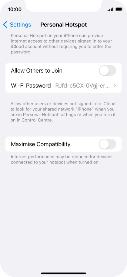 Press Wi-Fi Password and key in the required password.