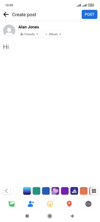 Write the required text and press POST. Write the required text and press POST.