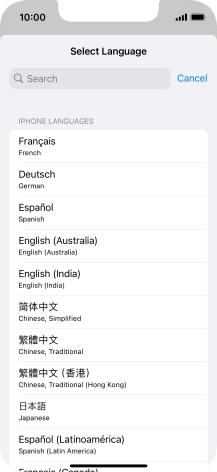 Press the required language.