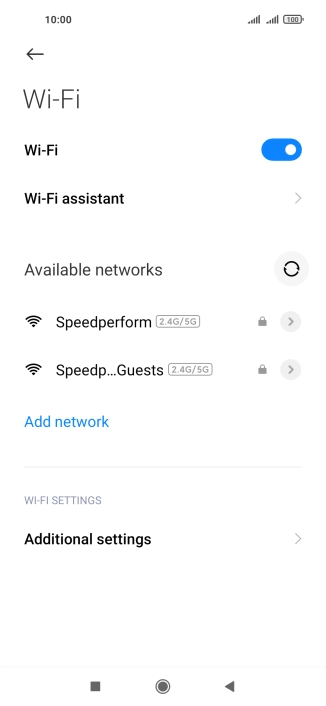 Press the required Wi-Fi network. Press the required Wi-Fi network.
