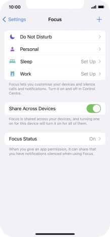 Press the required focus mode.