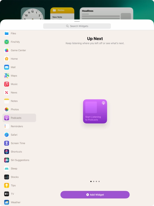 Press Add Widget.