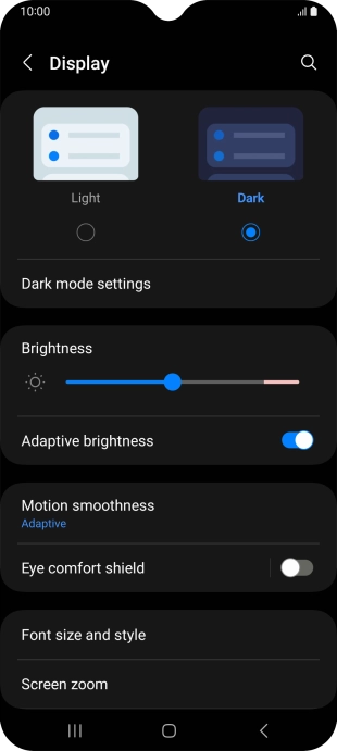 Press Dark mode settings. Press Dark mode settings.