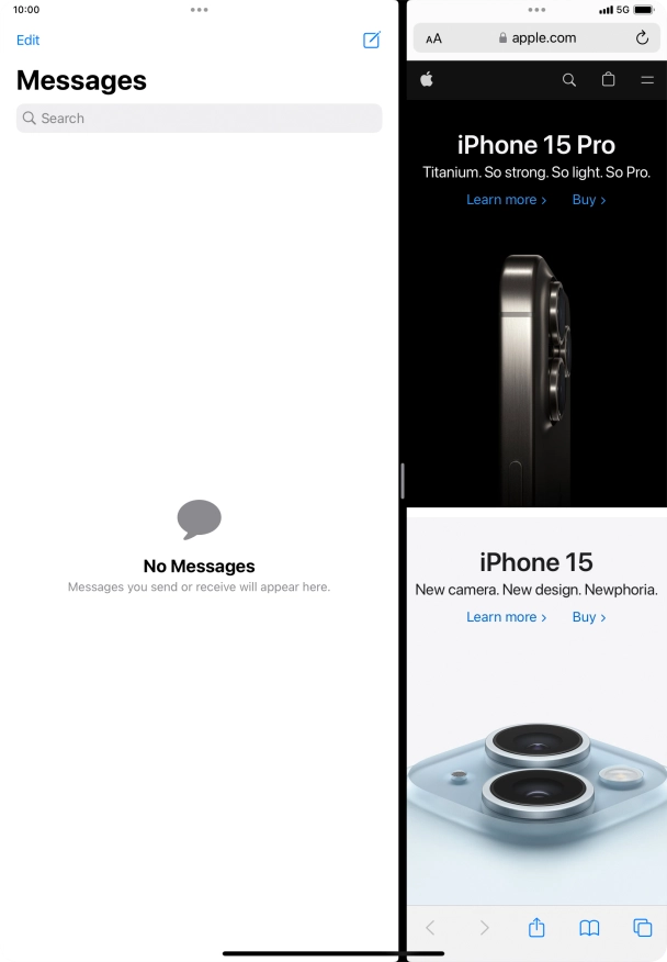 The applications are now displayed on a split screen. The applications are now displayed on a split screen.