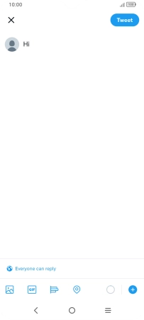 Write the required text and press Tweet. Write the required text and press Tweet.