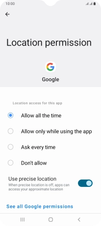 Press the required setting.