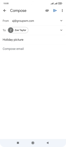 Press the text input field and write the text for your email message.