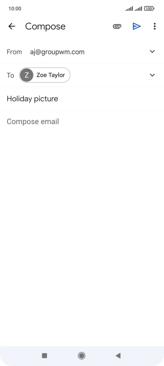Press the text input field and write the text for your email message.
