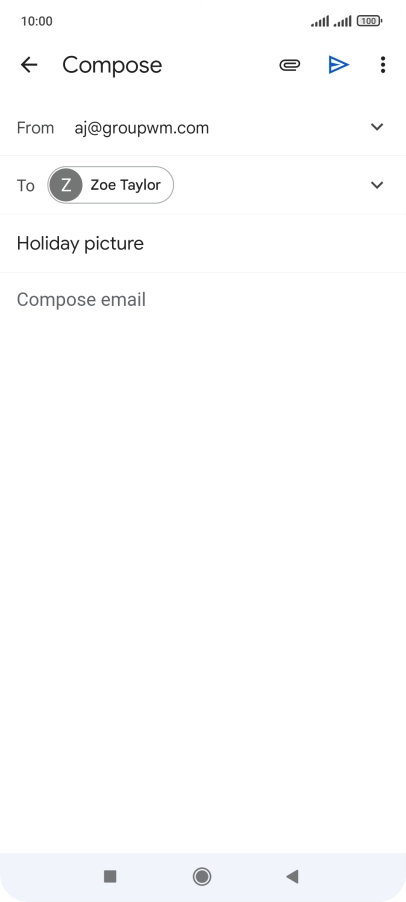 Press the text input field and write the text for your email message.