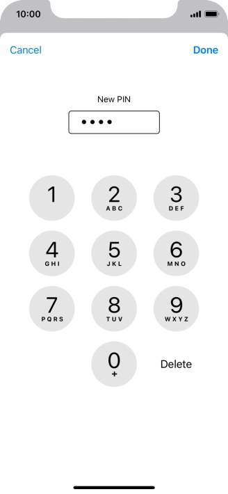 Key in a new four-digit PIN and press Done. Key in a new four-digit PIN and press Done.