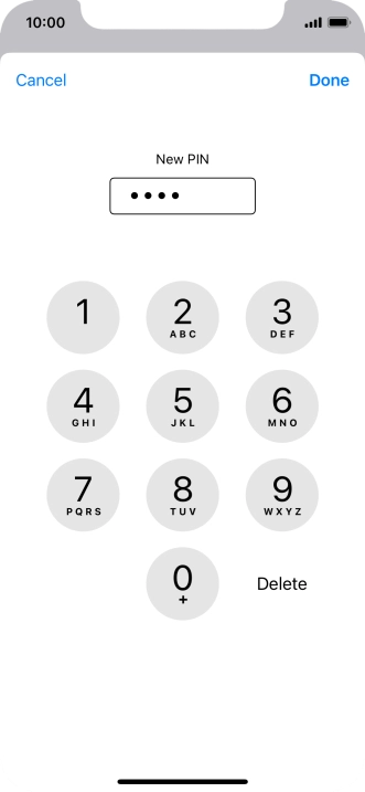 Key in a new four-digit PIN and press Done. Key in a new four-digit PIN and press Done.