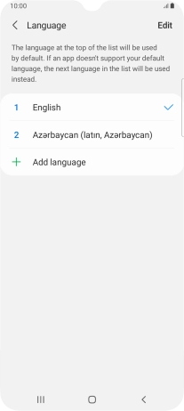 To subsequently select another language as the default language, press the required language. To subsequently select another language as the default language, press the required language.