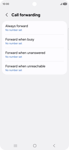 Press the required divert type. Press the required divert type.