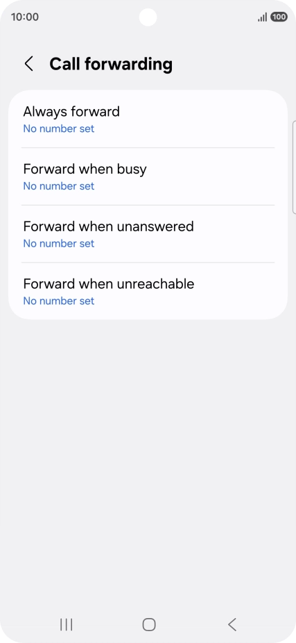 Press the required divert type. Press the required divert type.
