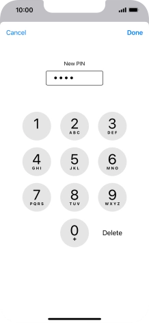 Key in a new four-digit PIN and press Done. Key in a new four-digit PIN and press Done.