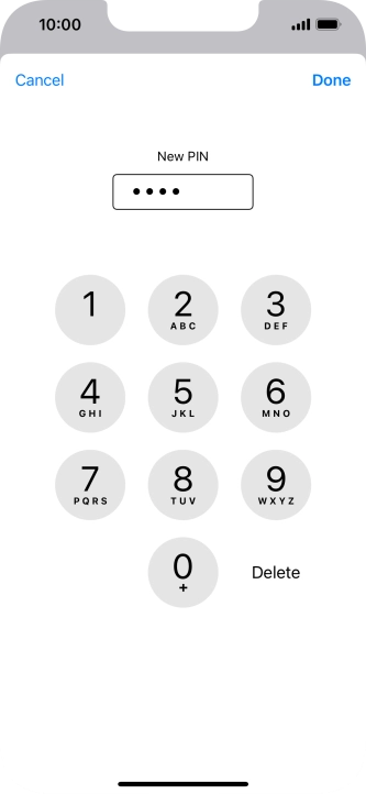 Key in a new four-digit PIN and press Done. Key in a new four-digit PIN and press Done.