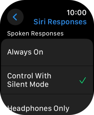 Press the required setting.
