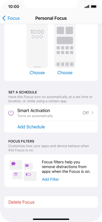 Press the required setting below 