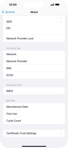 Your phone's EID number is displayed below EID.