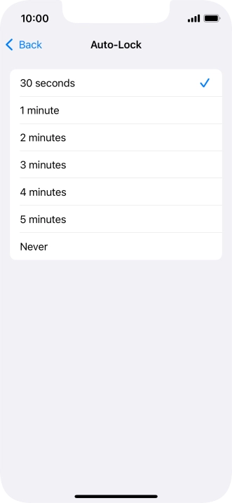 Press the required setting.