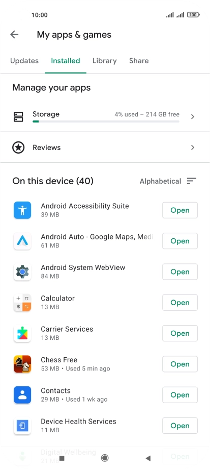 Press the required app.