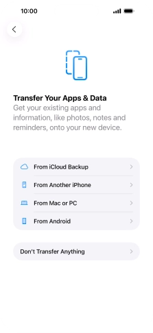 Press Don't Transfer Anything and follow the instructions on the screen to finish the activation.
