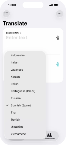 Press the required target language.