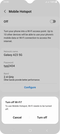 If Wi-Fi is turned on, press Turn off.