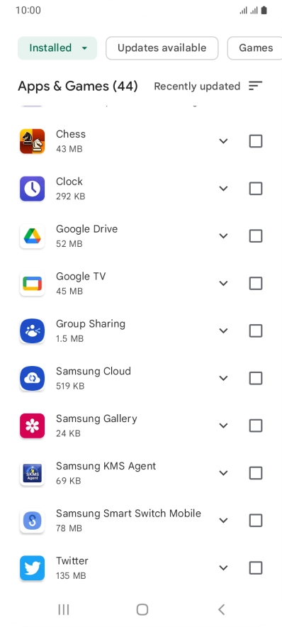 Press the required app.