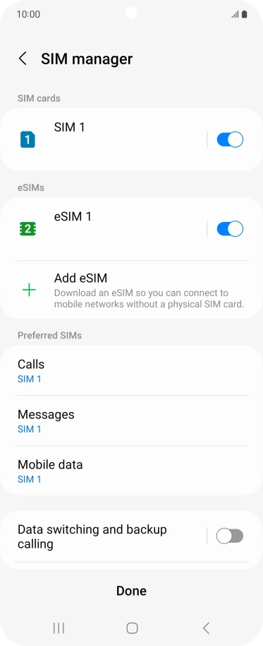 Press the required eSIM.