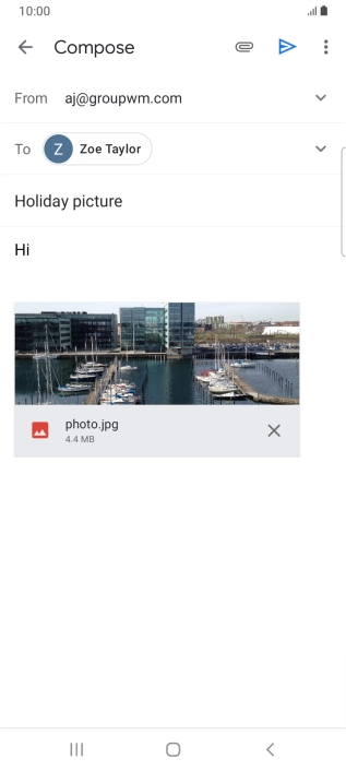 Press the send icon when you've finished your email message.
