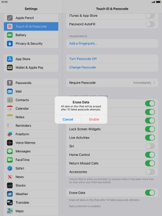 If you turn on the function, press Enable.