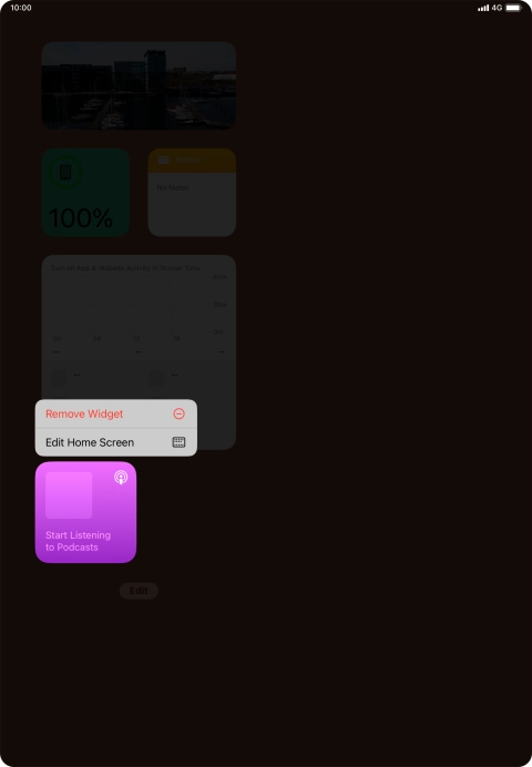 Press the required widget.