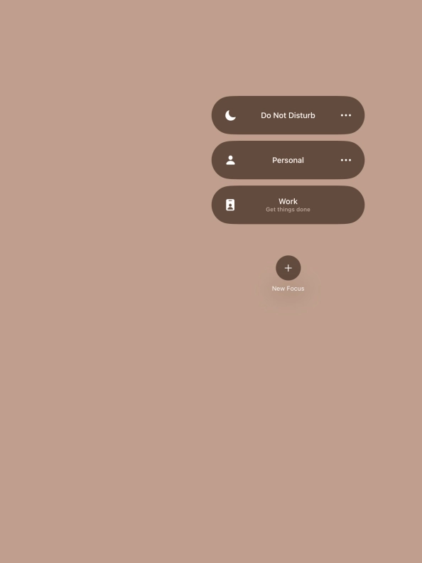 Press the required focus mode to activate or deactivate it immediately.