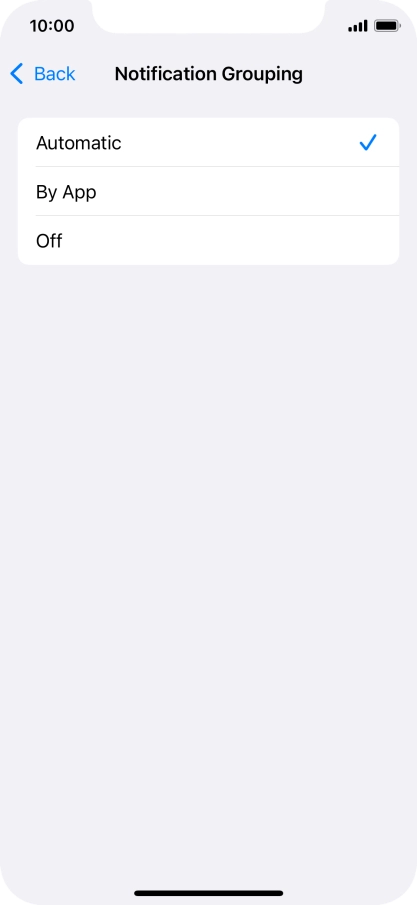 Press the required setting. Press the required setting.