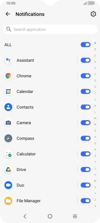 Press the indicators next to the required apps to turn the function on or off. Press the indicators next to the required apps to turn the function on or off.