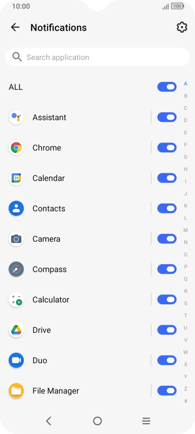 Press the indicators next to the required apps to turn the function on or off. Press the indicators next to the required apps to turn the function on or off.