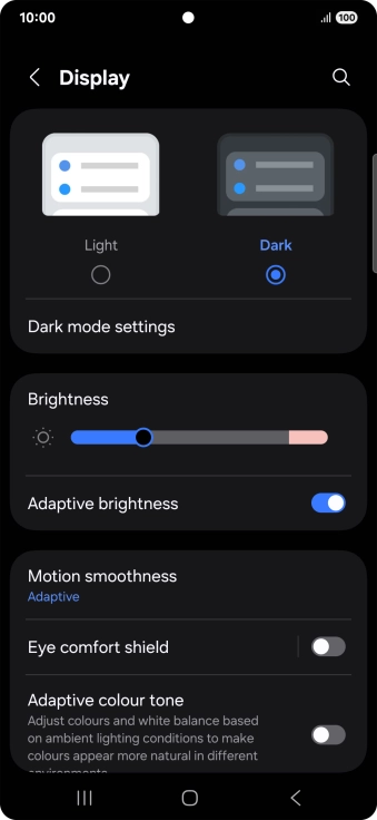Press Dark mode settings. Press Dark mode settings.
