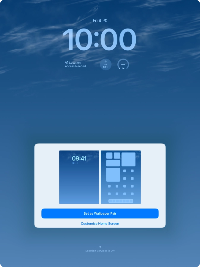 To use the same colour theme on the home screen, press Set as Wallpaper Pair.